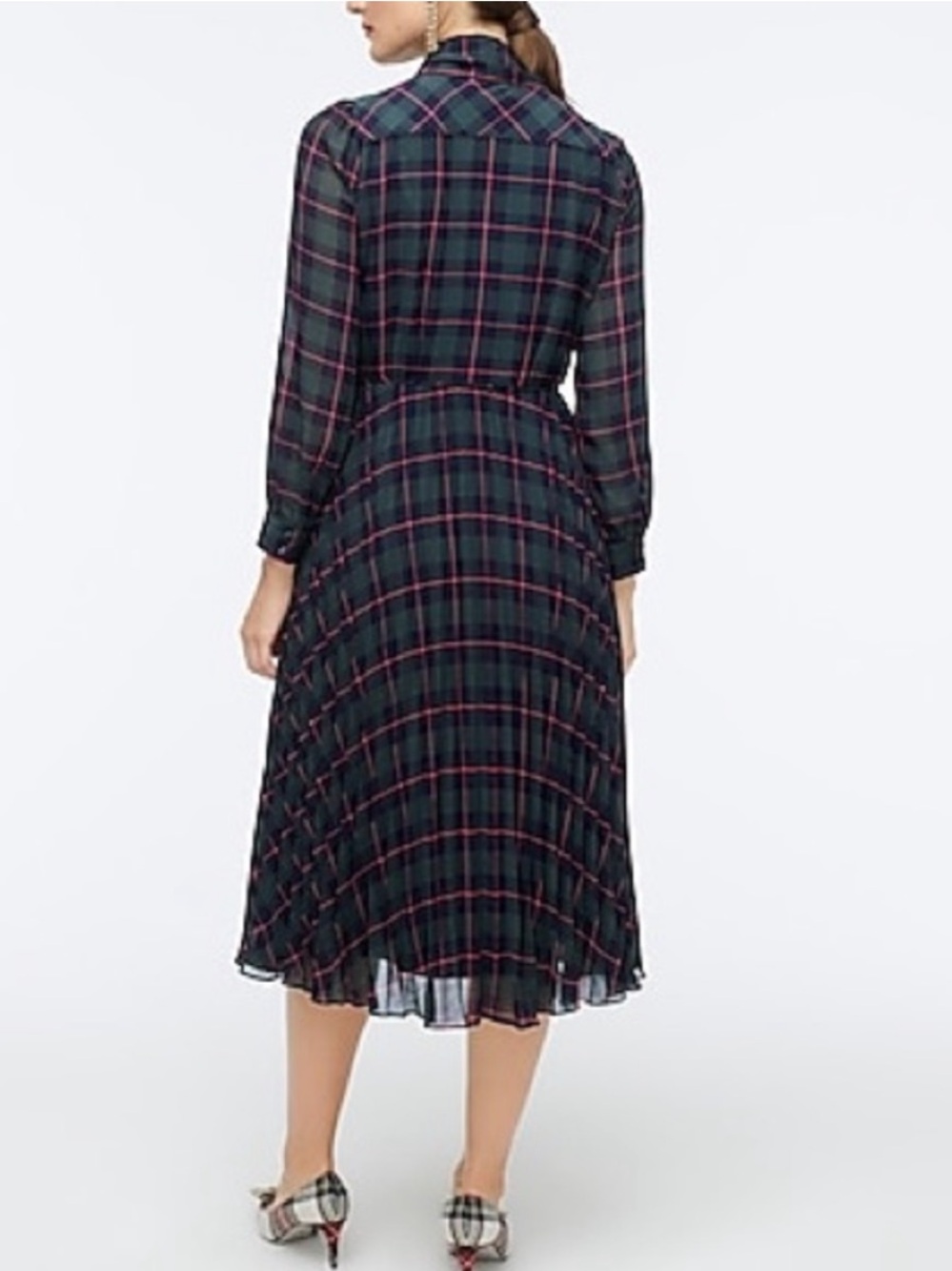 J. Crew Pleated A-line Dress in Black Watch Tartan 12 - Picture 4 of 10